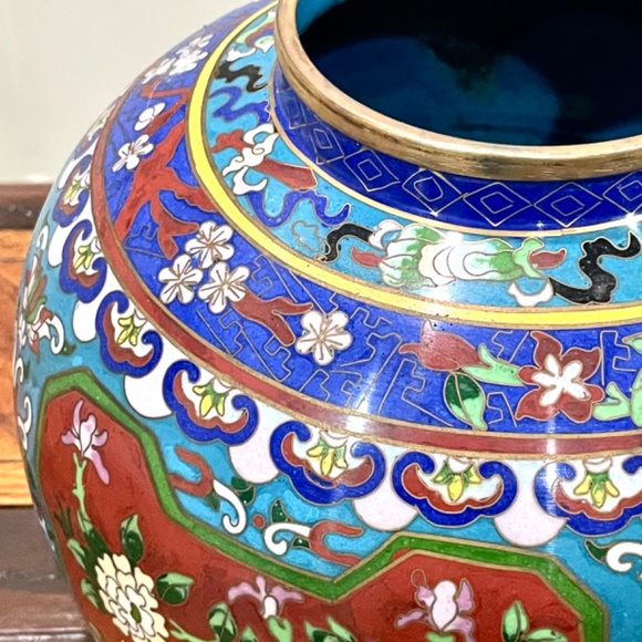 Antique Chinese Cloisonné Enamel Ginger Jar - Picture 9 of 14